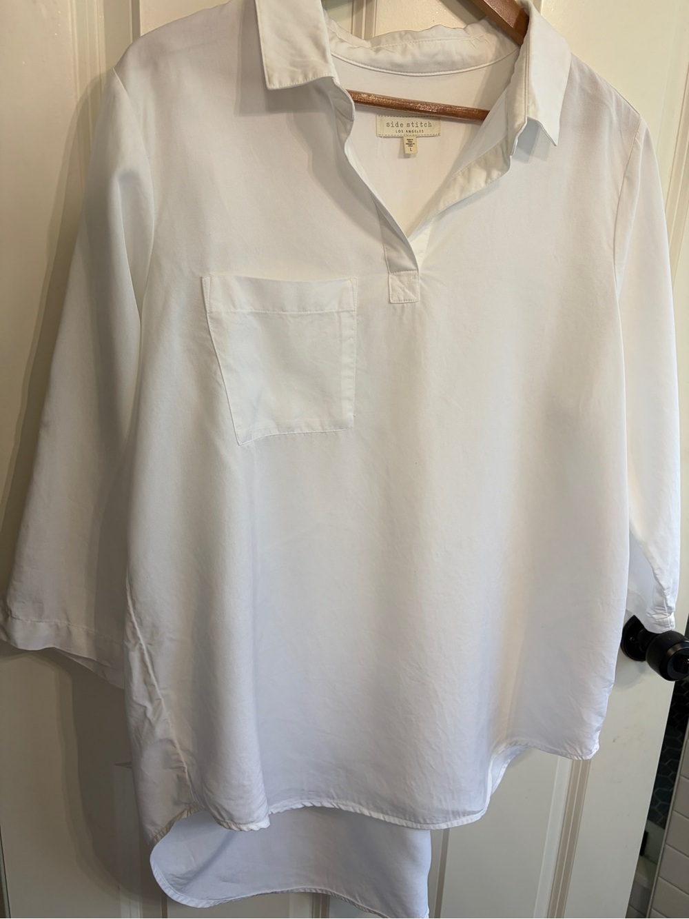 White Side Stitch Los Angeles size L V-Neck Popover Shirt. Beautiful fabric. - Picture 2 of 9